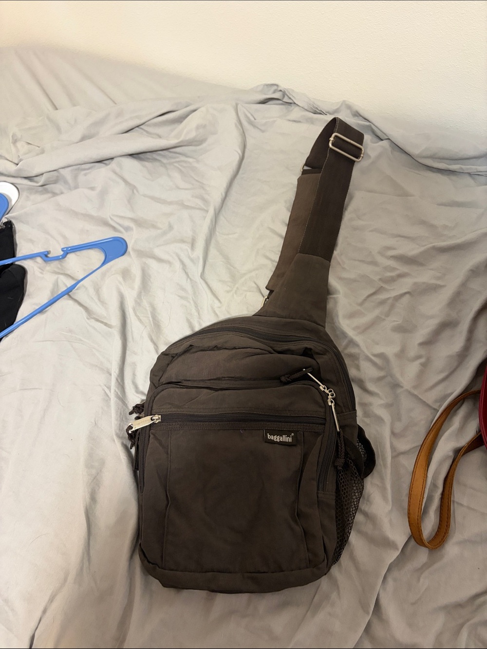 Baggallini Brown Sling Belt Bag with Multiple Pockets
